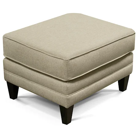 Transitional Ottoman with Exposed Wood Legs